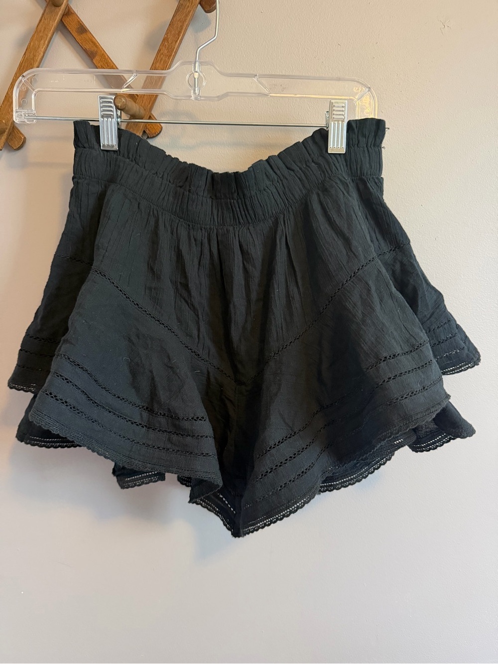 Aerie Rock n' Ruffle Lace Trim Skort Black Small